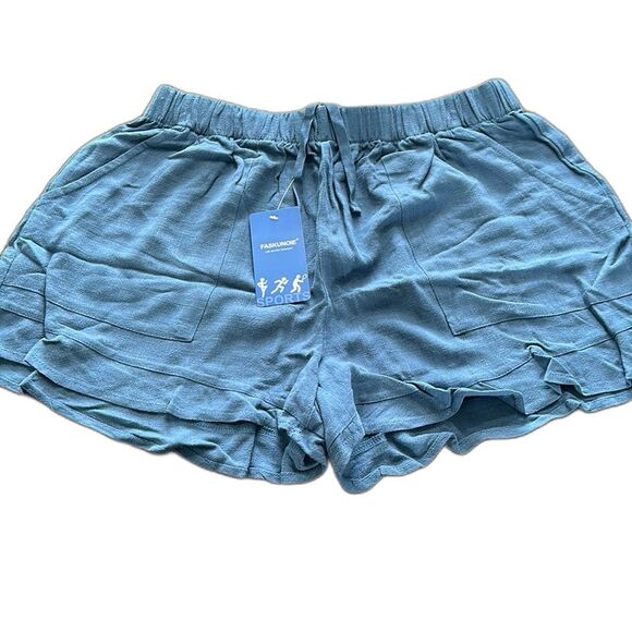 Women's Short Shorts Ruffle Hem Beach Shorts with Pockets (368) - Picture 1 of 5